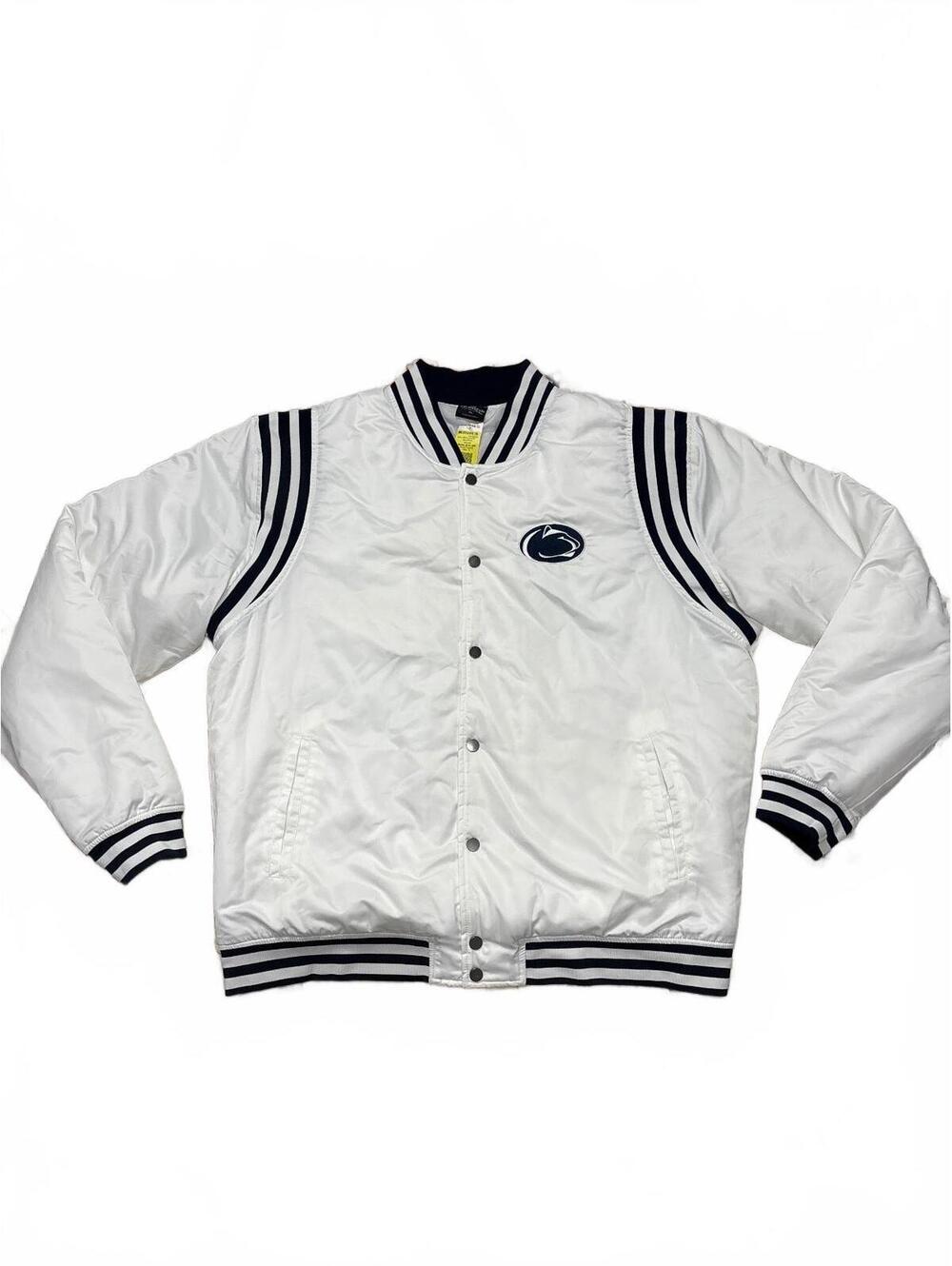 Colosseum Men's White and Navy Penn State Varsity Jacket XL